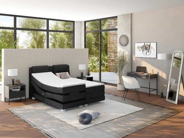 Shop Tweepersoons Boxspring Met Elektrische Bedbodem + Matras En Dekmatras Castel Van - 2X80X200 Cm - Antraciet Elektrisch Relaxatiebed