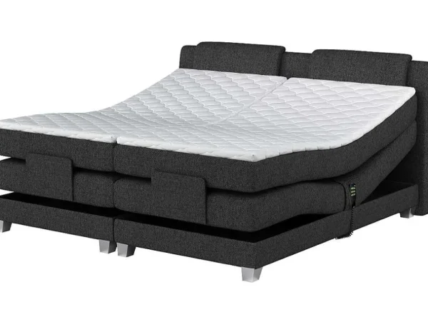 Shop Tweepersoons Boxspring Met Elektrische Bedbodem + Matras En Dekmatras Castel Van - 2X80X200 Cm - Antraciet Elektrisch Relaxatiebed