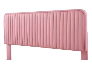 Store Tweepersoonsbed Gestoffeerd In Kunstleer 140X200Cm - In Hoogte Verstelbaar Hoofdbord - Met Lattenbodem - Roze (Zonder Matras) Tweepersoonsbed