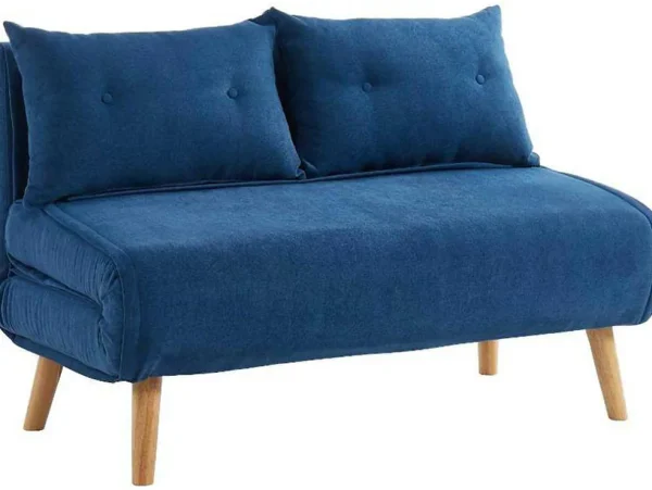 Best Tweezits Slaapbank Van Stof Valerio - Blauw Scandinavisch