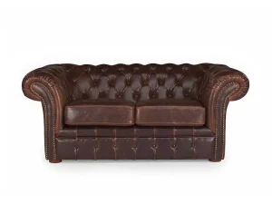 Outlet Tweezitsbank Chesterfield Clotaire Van 100% Leer Met Lived-In Aspect Chesterfield Zitbank