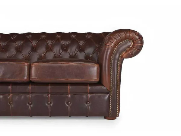 Outlet Tweezitsbank Chesterfield Clotaire Van 100% Leer Met Lived-In Aspect Chesterfield Zitbank