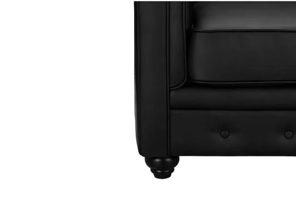 Cheap Tweezitsbank Van Zwart Kunstleer Chesterfield Zitbank