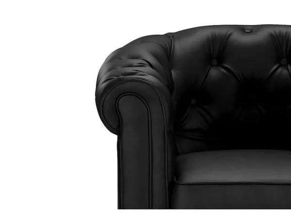 Cheap Tweezitsbank Van Zwart Kunstleer Chesterfield Zitbank