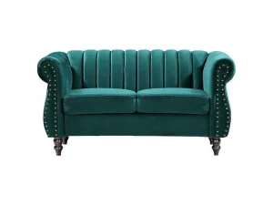 Cheap Tweezits-Chesterfield-Bank Van Smaragdgroen Velours Trumbo Tweezitsbank