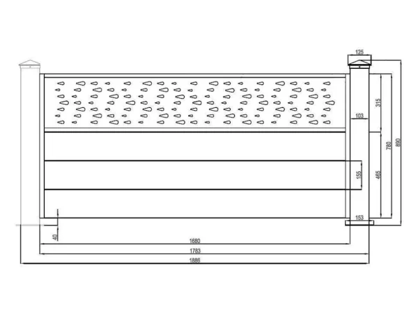 New Uitbreiding Voor Het Hek H89 X L178,3 Cm In Donkergrijs Aluminium Met Motieven - Bazio Afscherming En Omheining