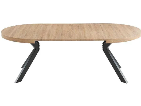 Cheap Uitschuifbare Eettafel 4 Tot 8 Plaatsen Van Mdf En Staal - Naturel En Zwart - Komoni Eettafel