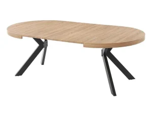 Cheap Uitschuifbare Eettafel 4 Tot 8 Plaatsen Van Mdf En Staal - Naturel En Zwart - Komoni Eettafel