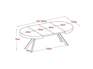 Cheap Uitschuifbare Eettafel 4 Tot 8 Plaatsen Van Mdf En Staal - Naturel En Zwart - Komoni Eettafel