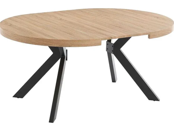 Cheap Uitschuifbare Eettafel 4 Tot 8 Plaatsen Van Mdf En Staal - Naturel En Zwart - Komoni Eettafel