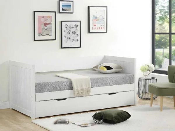 Discount Uitschuifbed Met Opbergruimte - 90 X 190 Of 174 X 190 Cm - Wit - Alfiero Bed Met Slaaplade