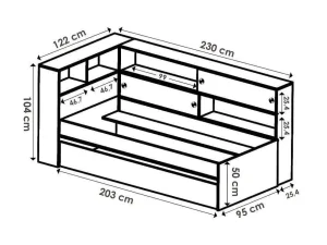 Store Uitschuifbed Met Slaaplade - 90 X 200 En 90 X 190 Cm - Wit En Grijs - Losiana Bed Met Slaaplade