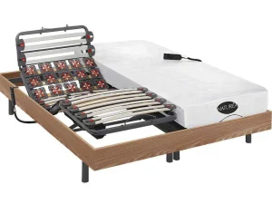 Fashion Verstelbaar Relaxbed Met Contactplaatjes En Latten En Matras Met Vormgeheugen En Bamboe Damysos Van - Motors Okin - 2X80X200 Cm - Eiken Elektrisch Relaxatiebed