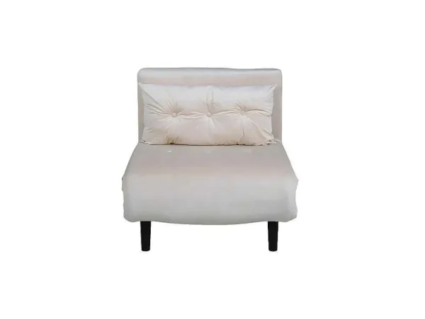 Hot Vicky Slaapbank ,Fauteuil Velours Beige. Uitklapbare Fauteuil