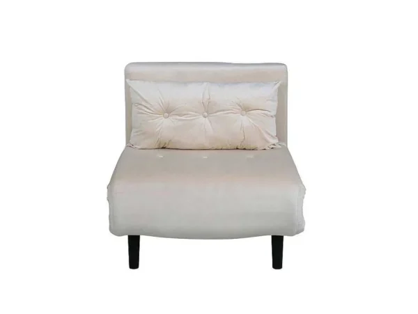 Hot Vicky Slaapbank ,Fauteuil Velours Beige. Uitklapbare Fauteuil