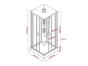 Outlet Vierkante Douchecabine Met Massagestralen Matzwart En Wit L90 X B90 X H215 Cm Tanito Douchecabine