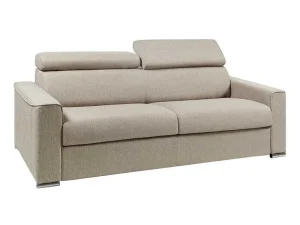 Hot Vierzits Express Slaapbank Van Stof Vizir - Beige - Slaapafmeting Met Brede Latten 160 Cm - Matras 18 Cm Speciale Modellen Zitbanken & Fauteuils