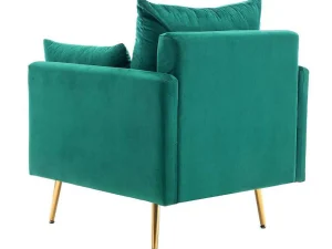 Clearance Vipi Fauteuil In Fluwelen Stof Met Opbergruimte En Kussen - Poten Van Goudkleurig Metaal - Groen Fauteuil Stof Fluweel / Suedine