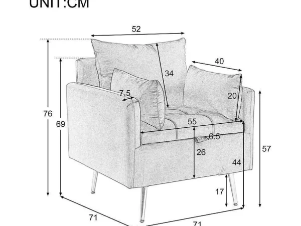 Flash Sale Vipi Fauteuil In Fluwelen Stof Met Opbergruimte En Kussen - Poten Van Goudkleurig Metaal - Grijs Fauteuil Stof Fluweel / Suedine