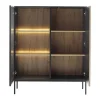 Cheap Vitrinekast Met 2 Deurtjes Met Ledverlichting Van Mdf En Gerookt Glas - Zwart En Naturel - Ovila Boekenkast & Vitrine