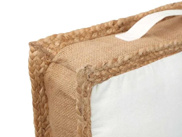 Shop Vloerkussen Van Katoen En Jute - 45 X 45 Cm - Wit En Naturel - Peruvia Huistextiel