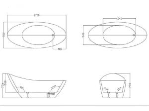 New Vrijstaande Badkuip Natalia - Eenpersoons - 170X75X73Cm - 282L - Wit Vrijstaand Bad