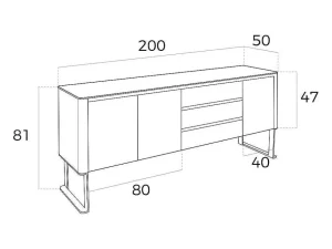 Flash Sale Walnoot Dressoir Met Zwart Glazen Blad 3060 Buffetkast