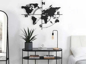 Cheap Wanddecoratie Van Metaal - Wereldkaart - H80 X L107 Cm - Zwart - Worldy Decoratieve Wandplaat