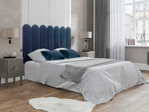 Best Sale Wandpaneel Voor Hoofdeinde Japi - 210 Cm - Fluweel - Blauw - Van Hoofdeinde En Brugkast