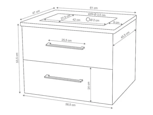 Hot Wastafel + Wastafelmeubel Mcw-D16, Wit Wastafelmeubel