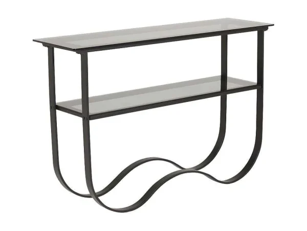 Fashion Wavy Sidetable Met Plank 34X117 Cm Zwart. Sidetable