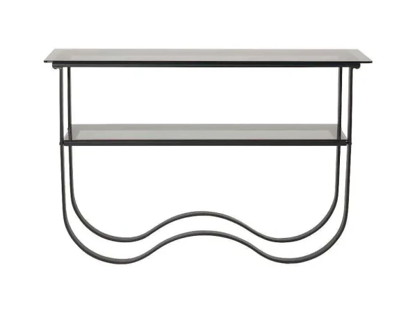 Fashion Wavy Sidetable Met Plank 34X117 Cm Zwart. Sidetable