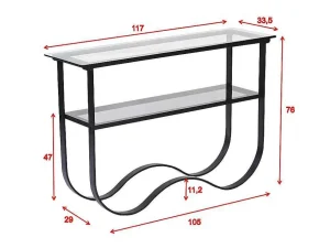 Fashion Wavy Sidetable Met Plank 34X117 Cm Zwart. Sidetable