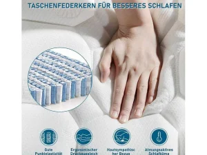 Clearance 140 X 200 Cm Matras Met 7-Zone Pocketveren En Hr-Foam, 25 Cm Dik - Merax Latex Matras