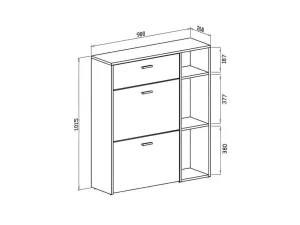 New Zapatero Furniture, Windmodel, 90X26X101.5Cm, Tegroep Hall En Hall, Grijs En Eiken, Moderne Stijl Schoenenkast