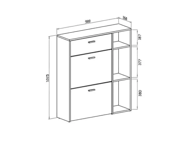 New Zapatero Furniture, Windmodel, 90X26X101.5Cm, Tegroep Hall En Hall, Grijs En Eiken, Moderne Stijl Schoenenkast