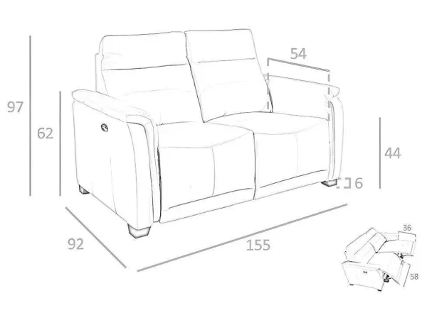 Outlet 2 Zits Leren Relaxbank 6157 Elektrische Relaxbanken