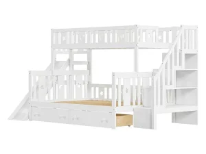 Online 2-Zits Stapelbed Met Glijbaan En Planken - 90 X 200 Cm + 140 X 200 Cm - Wit - Anthony Kinderbed Stapelbed